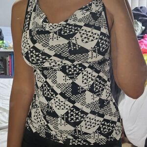 Black and white tank blouse